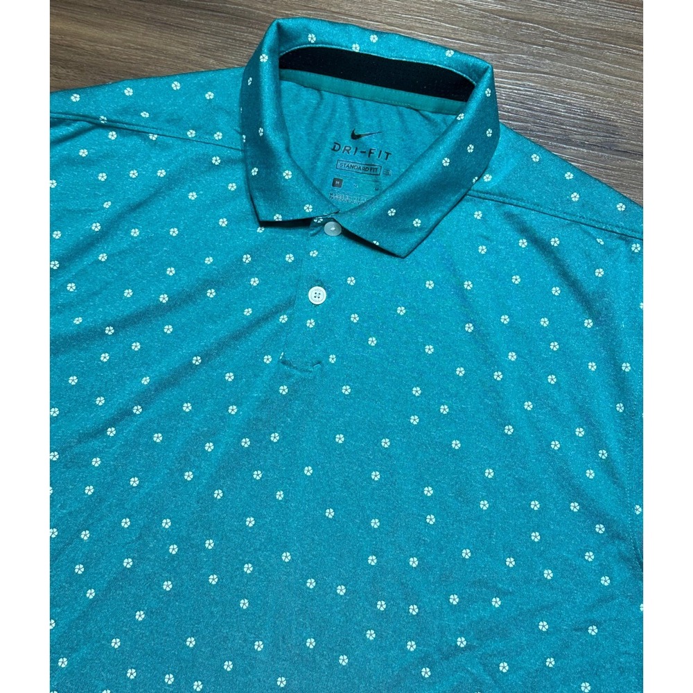 Nike Dri-FIT Victory Performance Golf Polo Shirt Floral AOP Teal Green Men Sz M